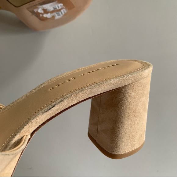 Veronica Beard 9.5 Dali Block Heel Sandals Suede Tan Beige - Picture 9 of 12